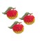 Set of 3, Fresh Peach with Leaf, Fruit, Food, Embroidered, Iron on Patch